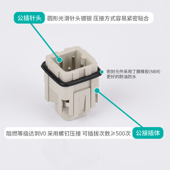 正鑫远 矩形重载连接器航空插头插座对接热道流HD-008芯  测出
