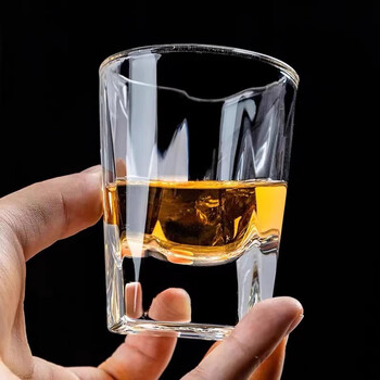 品喻（PINYU）二两白酒杯高端威士忌酒杯家用玻璃啤酒杯高颜值酒吧厚底杯子2个