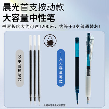 晨光（M&G）文具按动中性笔学生0.5大墨王速干大容量ST签字笔刷题笔考试专用水笔办公 墨蓝12支 J9001B1高考