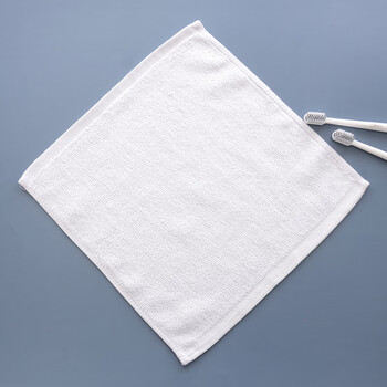 嘉枝鹿棉白色小方巾擦手饭店正方形小毛巾火锅酒店幼儿园餐厅四方抹布