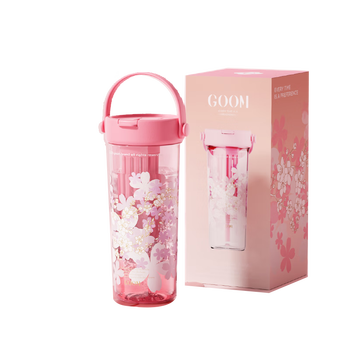 GOOM艺术手绘系列水杯女生吸管杯高颜值便携水杯 24SS-S8桃气粉-600ml