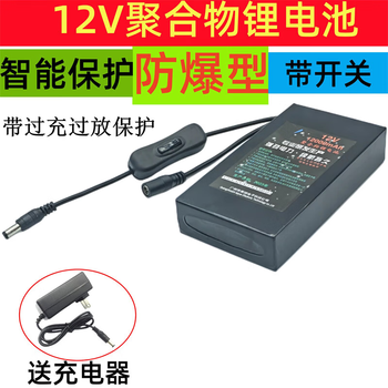 凯元达聚合物锂电池组大容量音箱LED灯箱太阳能监控路灯户外12伏电瓶12000毫安电量款蓝色送2A充电器