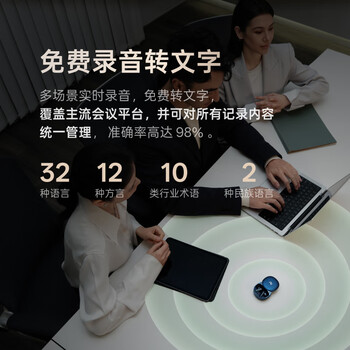 科大讯飞AI会议降噪无线蓝牙耳机Pro 3 钛金 录音翻译 智能入耳式耳机 适配苹果华为小米