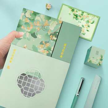 上朝故宫文创 照月花影来-钢笔礼盒墨水胸针套装笔囊金属徽章月册 学生生日礼物