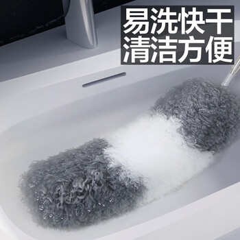 大卫除尘掸鸡毛禅子除尘家用扫灰大扫除掸子超长可伸缩杆米白色