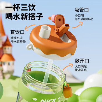 迪士尼吸管杯子学生儿童水杯女士夏季Tritan塑料杯疯狂动物城 600mL尼克
