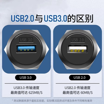 正鑫远 圆形D型多媒体数据延长模块母对母块信息转接头插座 黑色M22-双孔3.0USB接口