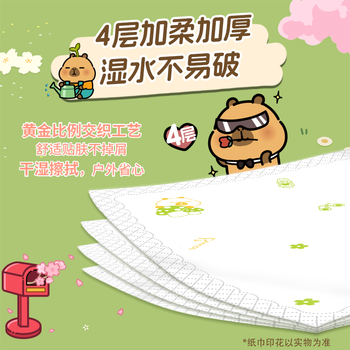 清风【李昀锐同款】卡皮巴拉手帕纸4层6张*30包 湿水不易破 清风【李昀锐同款】卡皮巴拉手帕纸4层6张*30包 湿水不易破