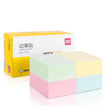 得力（deli）（HWM）便利贴备忘便签纸记事贴自粘留言本100张 76*51mm颜色随机（24本/套）7155