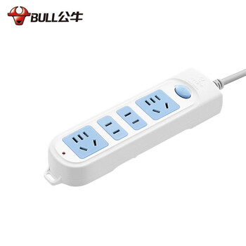 公牛（BULL）新国标插座 4插位分控开关全长3米插线板插排 蓝白款 GN-607