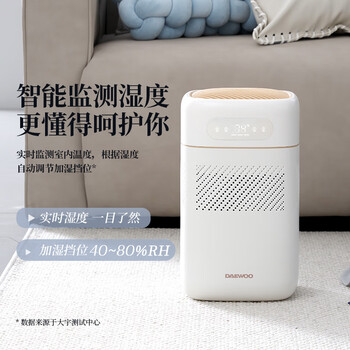 大宇（DAEWOO）无雾加湿器纯净型空气净化加湿器家用低噪客厅卧室孕妇婴儿大升数大加湿量 PH02