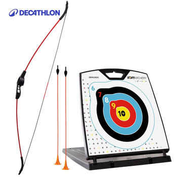 迪卡侬弓箭套装吸盘箭儿童射箭入门反曲弓室内外射击白色5134591