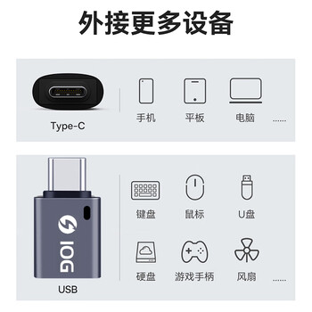 佳翼(JEYI)Type-C转接头 转USB3.0母 安卓平板手机接U盘OTG 苹果Macbook电脑平板拓展转换头 C公A母-灰 佳翼(JEYI)Type-C转接头 转USB3.0母 安卓平板手机接U盘OTG 苹果Macbook电脑平板拓展转换头 C公A母-灰