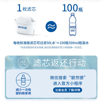 碧然德 滤水壶滤芯 家用净水壶 Maxtra+6枚装 多效过滤 有效减少水垢 天然安全材质