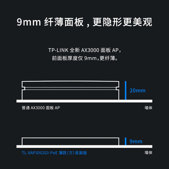 普联（TP-LINK）AX3000双频千兆WiFi6面板AP全屋mesh组网POE供电AC管理 TL-XAP3002GI-PoE碳素黑