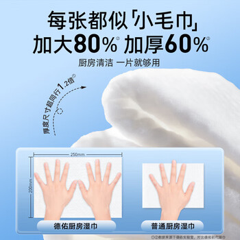 德佑厨房湿巾80抽*3包清洁去油污免洗不伤手擦油烟机6971483743705