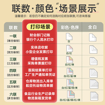 天章 （TANGO）【缺页十倍赔】天章风六联二等分撕边针式电脑打印纸送货单1000页241-6-1/2S(白红蓝绿红黄)可定制