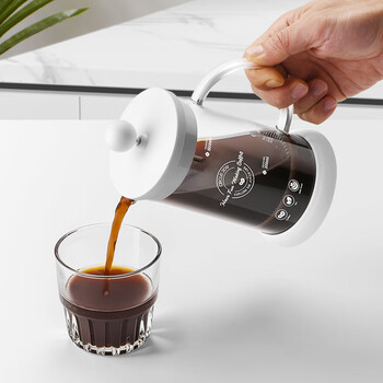 圆乐（circle joy）白色玻璃法压壶手冲咖啡壶 家用咖啡过滤网过滤杯法式滤压壶600ml