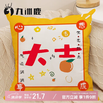九洲鹿沙发靠枕抱枕睡觉成人沙发靠垫床头靠背垫45*45cm大吉