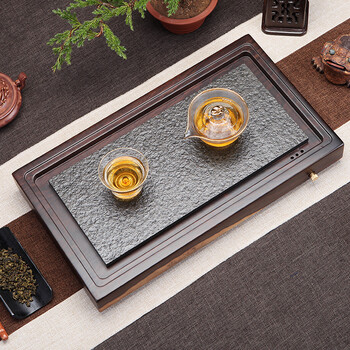 黑檀木茶盘 整块实木功夫茶具 家用茶海小号乌金石茶盘简约石茶台
