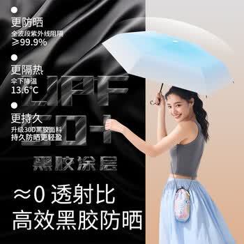 小魔遮阳晴雨伞太阳伞防晒防紫外线便携小巧卡片伞渐变蓝