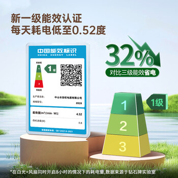 钻石牌风扇灯餐厅吊扇灯LED全光谱客厅灯扇一体36寸遥控定时带灯风扇纯铜电机一级能效8928