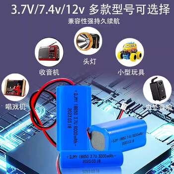 汇鑫茂 18650锂电池组3.7v 7.4v大容量多媒体播放器看戏唱戏机扩音器通用双节7.4V2200毫安SM插头（2个）