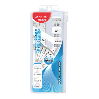 马培德（Maped）测量工具 经典绘图套尺 透明塑料刻度尺 初高中小学绘图考试多功能学习套尺文具 897123CH