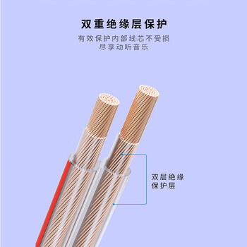 互宽 音响线音箱线连接线发烧级屏蔽抗干扰喇叭线 双层护套纯铜音响线 50芯*2股共100芯 5米