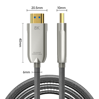 开博尔光纤镀银HDMI线六代光盾铠装工程级8K60hz4k240hz高清线2.1版 ps5电视投影显示器连接线12米 开博尔光纤镀银HDMI线六代光盾铠装工程级8K60hz4k240hz高清线2.1版 ps5电视投影显示器连接线12米