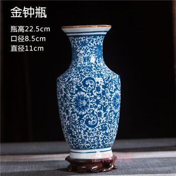 中国古玩　樹木文青花肩衝壺　花瓶　置物 中国古玩 樹木文青花肩衝壺 花瓶 置物