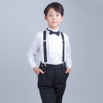 男生唱歌服装男童表演礼服白衬衫黑裤子白衬衣钢琴小提琴演出服装