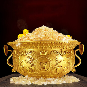 斐然 纯铜聚宝盆摆件客厅玄关招财聚财大号风水摆件工艺品办公室店铺