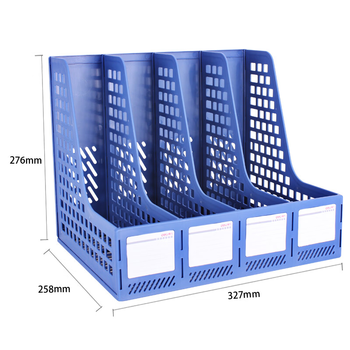 得力（HWM）4联镂空桌面文件框/档案收纳盒/资料文件置物架12个/套 蓝色27888