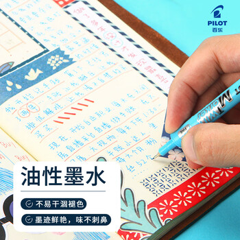 百乐(PILOT)SCA-TM油性双头记号笔勾线笔美术专用小学生马克笔描线轮廓勾边笔文具办公用品 黑色单支 百乐(PILOT)SCA-TM油性双头记号笔勾线笔美术专用小学生马克笔描线轮廓勾边笔文具办公用品 黑色单支