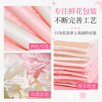 NVV珠光雪梨纸20张50*70cm 加厚褶皱内衬纸水果鲜花打底圣诞节教师节花束diy包花纸-粉白混装LP-XL混