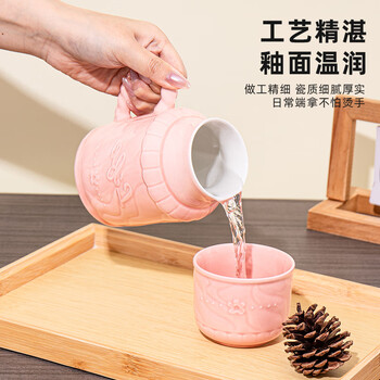 贝瑟斯马克杯水杯陶瓷杯咖啡杯 办公家用泡茶喝茶杯 厚实带盖杯子浅绿色