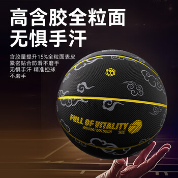 京东京造 跃动7号橡胶篮球成人比赛标准室内外篮球7号球祥云黑金