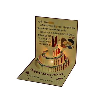 TaTanice生日蛋糕贺卡3d折叠diy发光高端心愿卡节日送朋友精致少女心高级感礼品小卡片礼品祝福员工
