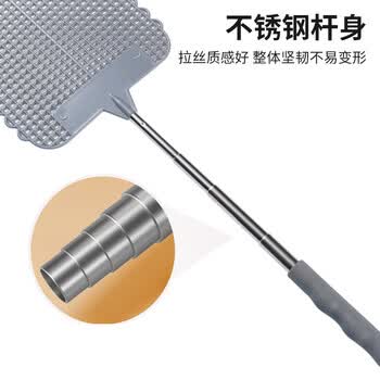 秉优伸缩不锈钢苍蝇拍大号大码加长柄加厚手动打蚊子灭蚊打苍蝇拍子厚
