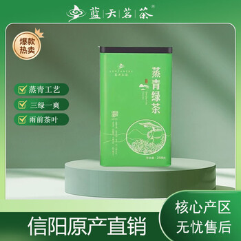 蓝天茗茶河南毛尖蒸青绿茶雨前一级罐装250g
