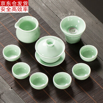 中国宋代青瓷盖碗，茶器。 天青汝窑盖碗｜高档正品开片汝瓷茶碗茶盅三才碗泡茶杯功夫茶具