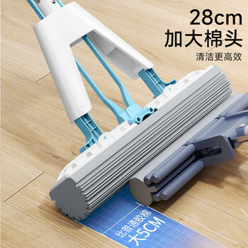 五月花海绵拖把28cm2棉头家用一拖净免手洗胶棉吸水拖布拖地墩布