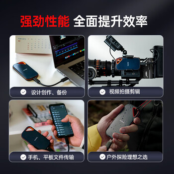 闪迪（SanDisk）1TB Nvme移动固态硬盘（PSSD）E81至尊超极速Pro版SSD 读速2000MB/s 手机直连笔记本外接 三防保护