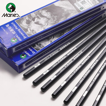 马利（Marie's）HB绘画铅笔12支装 素描绘画绘图考试六角木杆炭笔铅笔 学生初学者考试画画专用C7401