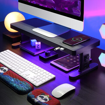 鹿为 显示器增高架电脑屏抬高底座架办公桌面键盘收纳置物笔记本支架 可调节升降支架-无线充 ZGL031 鹿为 显示器增高架电脑屏抬高底座架办公桌面键盘收纳置物笔记本支架 可调节升降支架-无线充 ZGL031