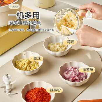 美的辅食机婴儿家用 小型多功能打泥搅拌机宝宝料理机绞肉机佐料机蒜泥机 高硼硅玻璃 0.3L