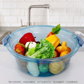 福爱家洗脸盆双耳透明37cm大号洗衣洗菜盆加厚塑料洗脚泡脚盆泡脚桶