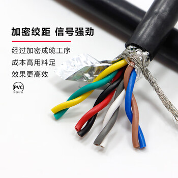 起帆 RVVSP-24芯 24*2.5平方 屏蔽护套双绞软线RVVSP 卷/100米 黑色 电线电缆	
