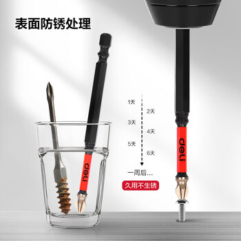 得力（deli）纳米砂花齿批头十字批头强磁超硬内六角螺丝刀起子 PH2*50mm10支